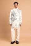 Buy_Rohit Doshi_Off White Cotton, Crepe Casual Trouser _at_Aza_Fashions