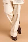 Rohit Doshi_Off White Cotton Embroidery Paisley Pant _Online_at_Aza_Fashions