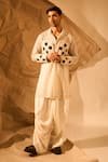 Rohit Doshi_Off White Polyester, Crepe Embroidered Dhoti Pant _Online_at_Aza_Fashions