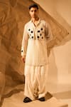 Shop_Rohit Doshi_Off White Polyester, Crepe Embroidered Dhoti Pant _at_Aza_Fashions