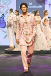 Mahima Mahajan_Blush Linen, Satin Embroidery Nawal Quilted Hand Blazer Kurta Set _at_Aza_Fashions