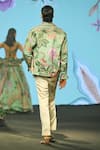Shop_Mahima Mahajan_Green Linen, Satin Aban Print Jacket _at_Aza_Fashions