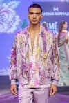 Mahima Mahajan_Purple Satin, Organza Aalan Printed Quilted Bomber Jacket _Online_at_Aza_Fashions