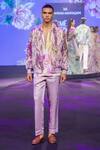 Buy_Mahima Mahajan_Purple Satin, Organza Aalan Printed Quilted Bomber Jacket _Online_at_Aza_Fashions