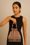 Shop_A Clutch Story_Pink Beads, Embroidery, Rhinestones, Fringe Phoolrani Embellished Potli _at_Aza_Fashions