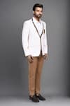 Arihant Rai Sinha_White Tencel Embroidery Handwork Horse Single Breasted Blazer _Online_at_Aza_Fashions