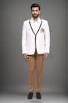 Buy_Arihant Rai Sinha_White Tencel Embroidery Handwork Horse Single Breasted Blazer _Online_at_Aza_Fashions