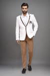 Arihant Rai Sinha_White Tencel Embroidery Handwork Horse Single Breasted Blazer _at_Aza_Fashions