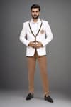 Buy_Arihant Rai Sinha_White Tencel Embroidery Handwork Horse Single Breasted Blazer _at_Aza_Fashions