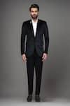 Arihant Rai Sinha_Black Velvet Plain Single Breasted Blazer _Online_at_Aza_Fashions