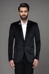 Buy_Arihant Rai Sinha_Black Velvet Plain Single Breasted Blazer _Online_at_Aza_Fashions