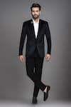Buy_Arihant Rai Sinha_Black Velvet Plain Single Breasted Blazer _at_Aza_Fashions