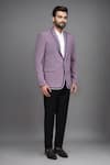 Arihant Rai Sinha_Purple Linen Plain Single Breasted Blazer _Online_at_Aza_Fashions