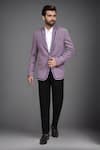 Arihant Rai Sinha_Purple Linen Plain Single Breasted Blazer _at_Aza_Fashions