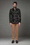 Buy_Arihant Rai Sinha_Black Polyester Embroidery Floral Jacket And Pleated Pant Set _Online_at_Aza_Fashions