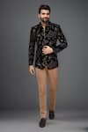 Shop_Arihant Rai Sinha_Black Polyester Embroidery Floral Jacket And Pleated Pant Set _Online_at_Aza_Fashions