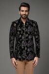Buy_Arihant Rai Sinha_Black Polyester Embroidery Floral Jacket And Pleated Pant Set 