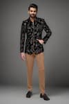 Buy_Arihant Rai Sinha_Black Polyester Embroidery Floral Jacket And Pleated Pant Set _at_Aza_Fashions