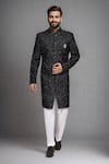 Buy_Arihant Rai Sinha_Wine Velvet Applique Sherwani And Art Silk Pant _Online_at_Aza_Fashions