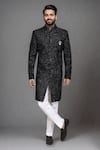 Buy_Arihant Rai Sinha_Wine Velvet Applique Sherwani And Art Silk Pant _at_Aza_Fashions