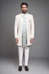 Arihant Rai Sinha Off White Sequins, Brooches Dotted Swiss Sherwani Kurta And Pant Set at Aza Fashions Arihant Rai Sinha_Off White Sequins, Brooches Dotted Swiss Sherwani Kurta And Pant Set _at_Aza_Fashions