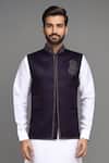 Arihant Rai Sinha_Purple Jacquard Cutdana Work Nehru Jacket _at_Aza_Fashions