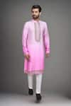 Arihant Rai Sinha_Pink Muslin Zari, Stones Ombre Zardozi Embroidered Kurta And Pant Set _Online_at_Aza_Fashions