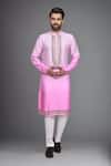 Buy_Arihant Rai Sinha_Pink Muslin Zari, Stones Ombre Zardozi Embroidered Kurta And Pant Set _at_Aza_Fashions