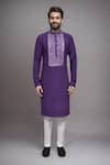 Arihant Rai Sinha_Purple Mirrors Work Kurta And Pant Set _Online_at_Aza_Fashions