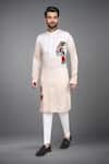 Buy_Arihant Rai Sinha_Beige Muslin Embroidery Floral Kurta And Pant Set _at_Aza_Fashions