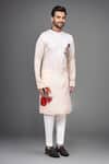 Shop_Arihant Rai Sinha_Beige Muslin Embroidery Floral Kurta And Pant Set _Online_at_Aza_Fashions