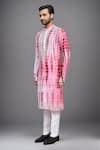 Shop_Arihant Rai Sinha_Pink Muslin Mirrors, Embroidery Tie-dye Work Kurta And Pant Set _Online_at_Aza_Fashions