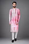 Arihant Rai Sinha_Pink Muslin Mirrors, Embroidery Tie-dye Work Kurta And Pant Set _at_Aza_Fashions