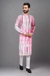 Buy_Arihant Rai Sinha_Pink Muslin Mirrors, Embroidery Tie-dye Work Kurta And Pant Set _at_Aza_Fashions