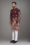 Buy_Arihant Rai Sinha_Brown Printed Kurta And Art Silk Pant Set _Online_at_Aza_Fashions