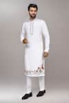 Buy_Arihant Rai Sinha_White Muslin, Cotton Embroidery Kurta And Pant Set _Online_at_Aza_Fashions