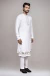 Arihant Rai Sinha_White Muslin, Cotton Embroidery Kurta And Pant Set _at_Aza_Fashions