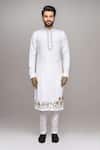 Buy_Arihant Rai Sinha_White Muslin, Cotton Embroidery Kurta And Pant Set 