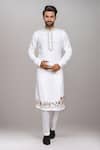 Buy_Arihant Rai Sinha_White Muslin, Cotton Embroidery Kurta And Pant Set _at_Aza_Fashions