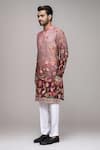 Buy_Arihant Rai Sinha_Pink Brocade, Silk Digital Print Floral And Avian Kurta Set _Online_at_Aza_Fashions