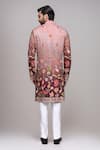 Shop_Arihant Rai Sinha_Pink Brocade, Silk Digital Print Floral And Avian Kurta Set _at_Aza_Fashions