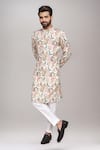 Buy_Arihant Rai Sinha_Cream Brocade, Silk Floral Printed Kurta And Pant Set _Online_at_Aza_Fashions