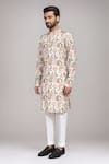Arihant Rai Sinha_Cream Brocade, Silk Floral Printed Kurta And Pant Set _at_Aza_Fashions