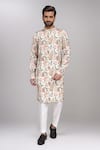 Buy_Arihant Rai Sinha_Cream Brocade, Silk Floral Printed Kurta And Pant Set _at_Aza_Fashions