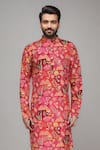 Buy_Arihant Rai Sinha_Pink Muslin Sequins, Zari Digital Print And Work Kurta Set _Online_at_Aza_Fashions