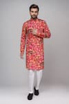Buy_Arihant Rai Sinha_Pink Muslin Sequins, Zari Digital Print And Work Kurta Set 