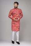 Buy_Arihant Rai Sinha_Pink Muslin Sequins, Zari Digital Print And Work Kurta Set _at_Aza_Fashions
