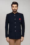 Buy_Arihant Rai Sinha_Navy Textured Bandhgala And Pleated Pant Set 