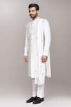 Arihant Rai Sinha White Cotton, Silk Stones, Beads Cutdana Work Sherwani Set With Dupatta Online at Aza Fashions Arihant Rai Sinha_White Cotton, Silk Stones, Beads Cutdana Work Sherwani Set With Dupatta _Online_at_Aza_Fashions