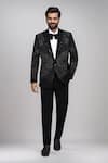 Shop_Arihant Rai Sinha_Black Satin, Silk Beads, Embroidery Suit Set _Online_at_Aza_Fashions